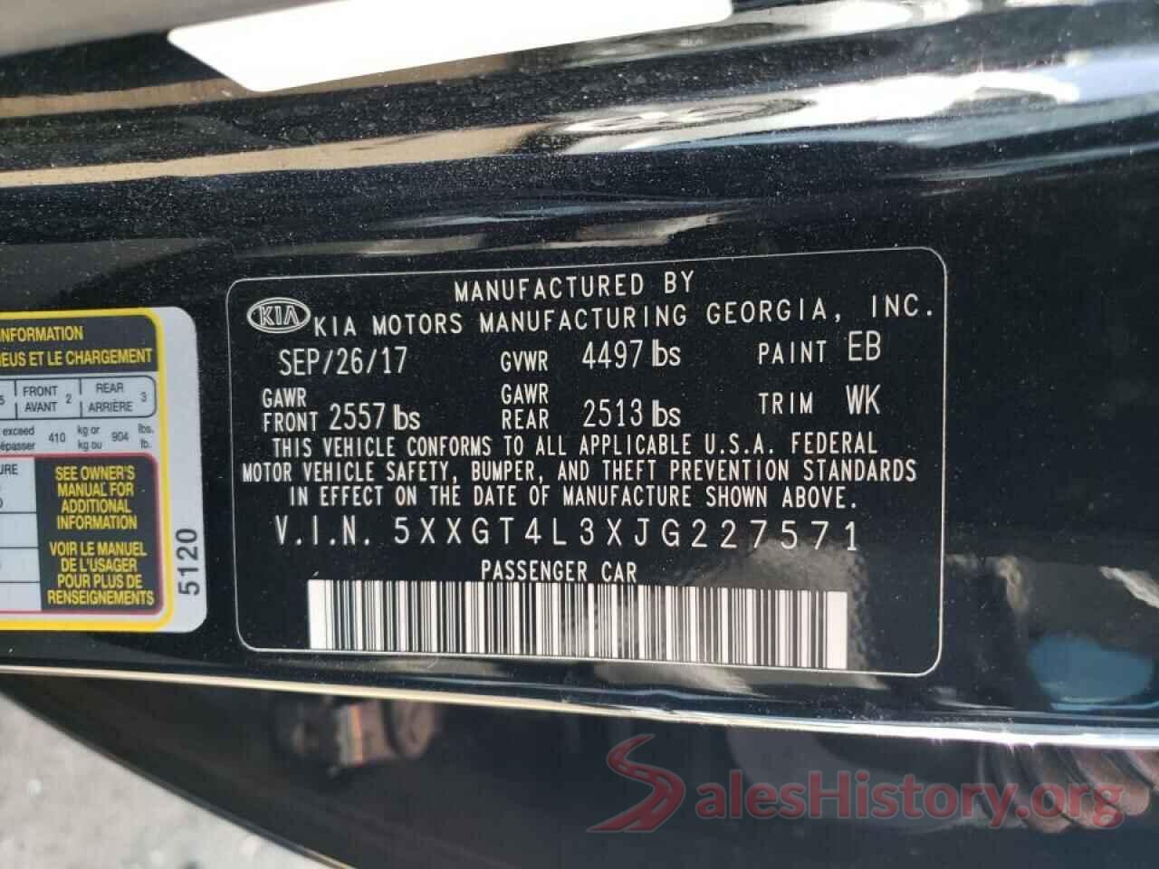 5XXGT4L3XJG227571 2018 KIA OPTIMA