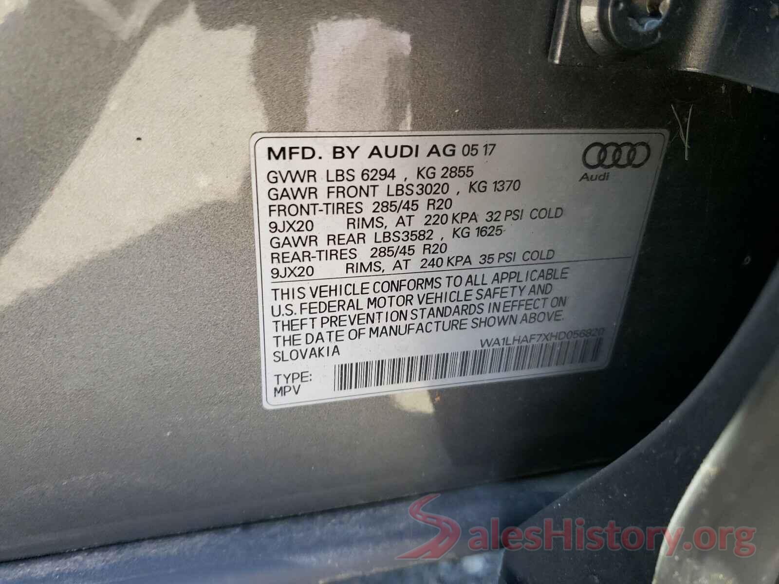 WA1LHAF7XHD056820 2017 AUDI Q7