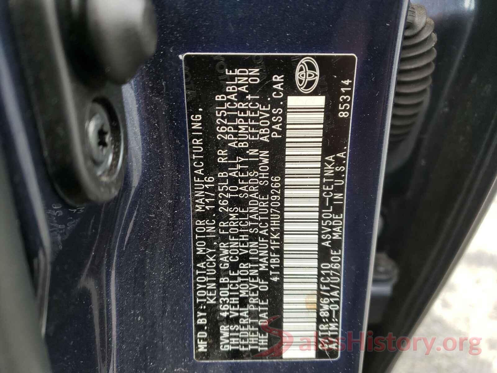 4T1BF1FK1HU709266 2017 TOYOTA CAMRY