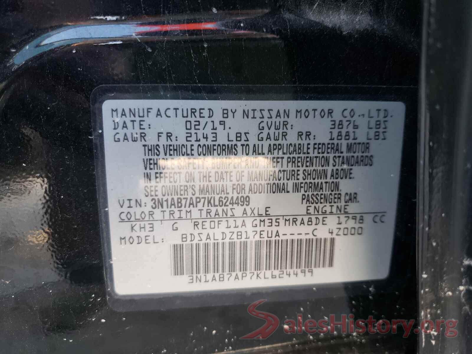 3N1AB7AP7KL624499 2019 NISSAN SENTRA