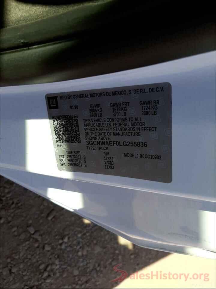 3GCNWAEF0LG255836 2020 CHEVROLET SILVERADO