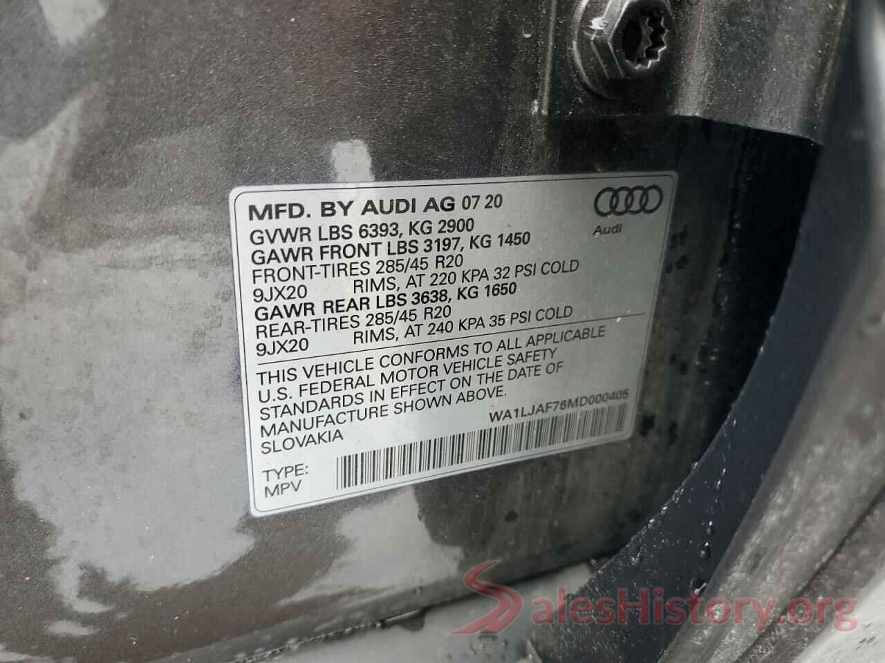 WA1LJAF76MD000405 2021 AUDI Q7