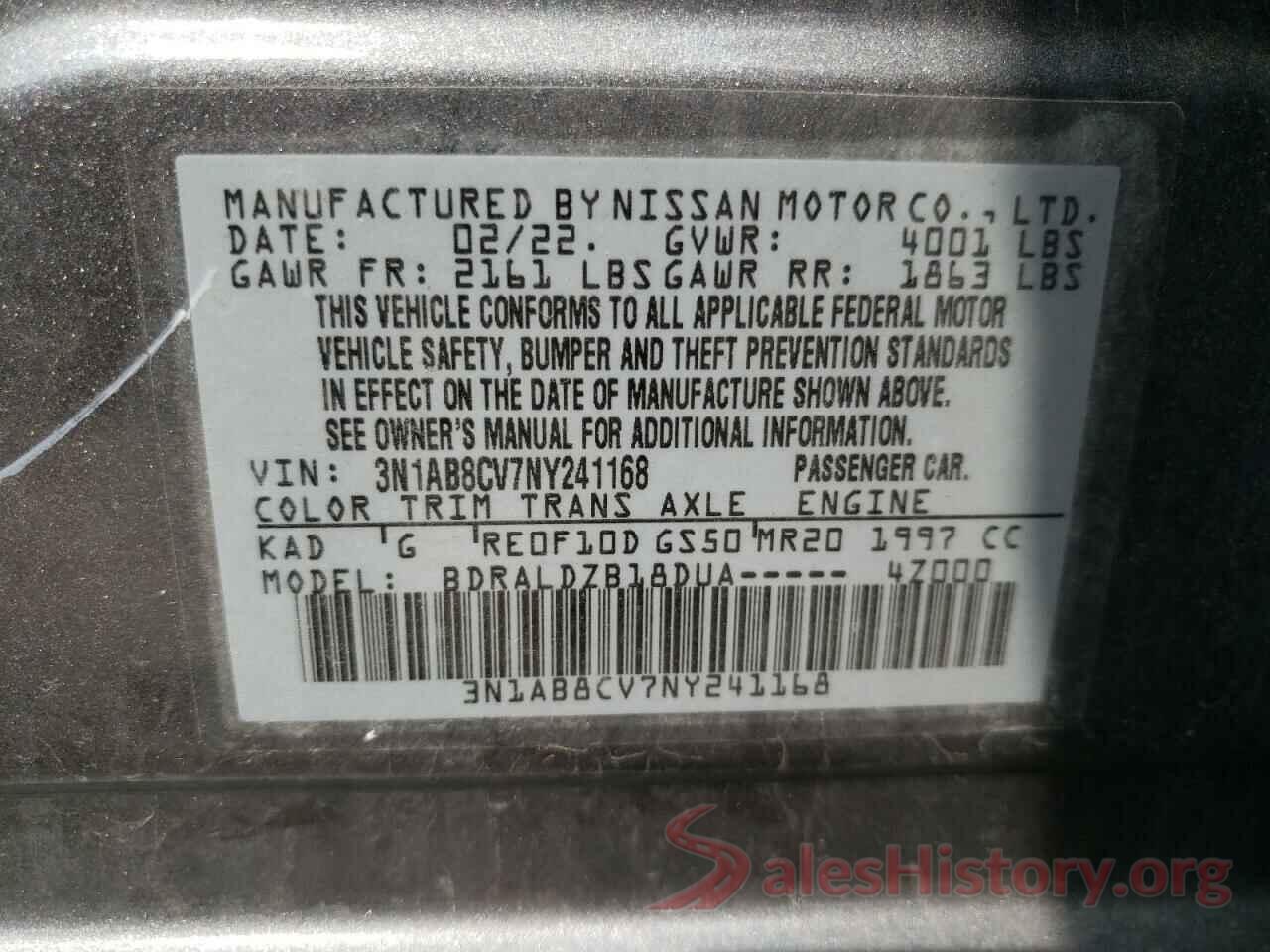 3N1AB8CV7NY241168 2022 NISSAN SENTRA