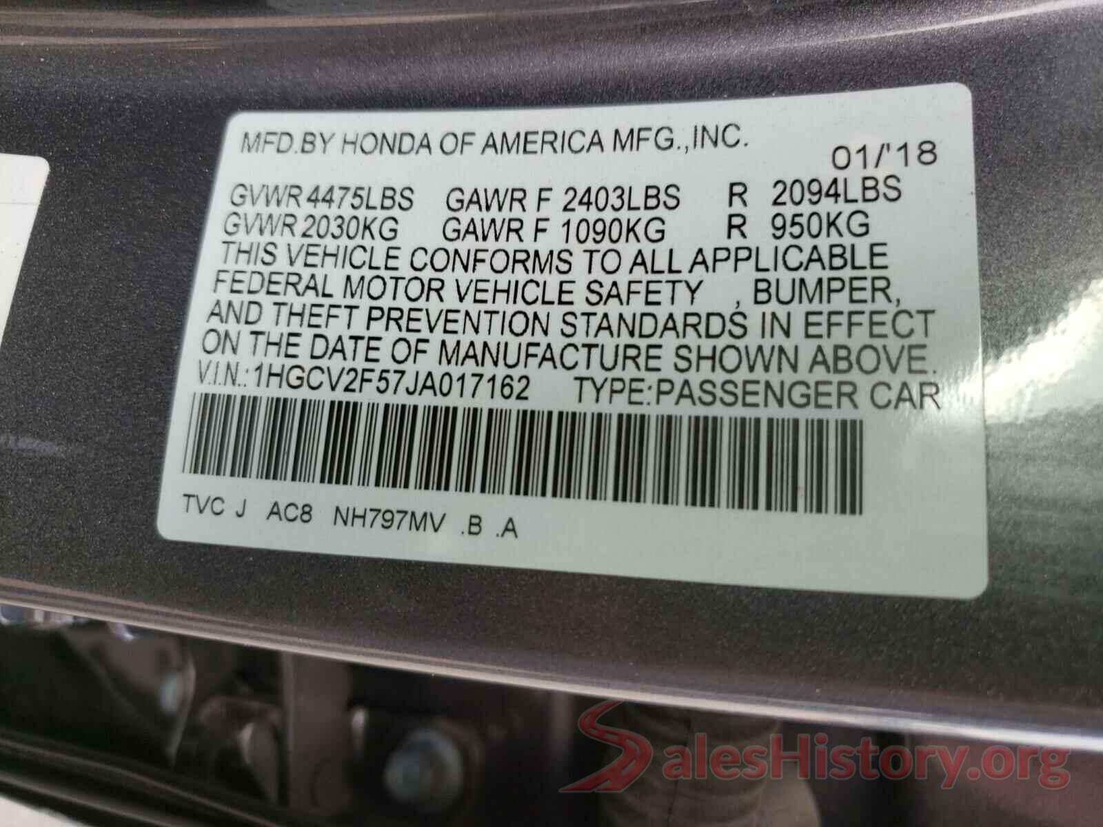 1HGCV2F57JA017162 2018 HONDA ACCORD