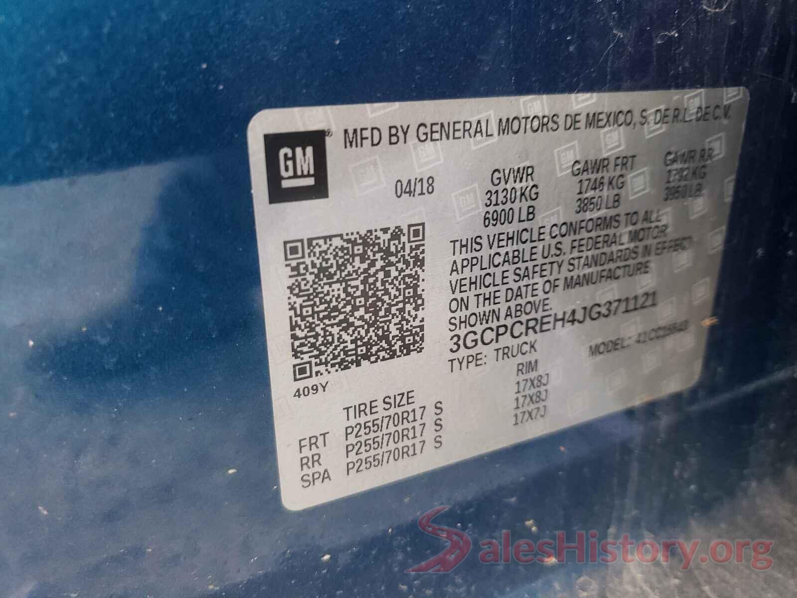 3GCPCREH4JG371121 2018 CHEVROLET SILVERADO