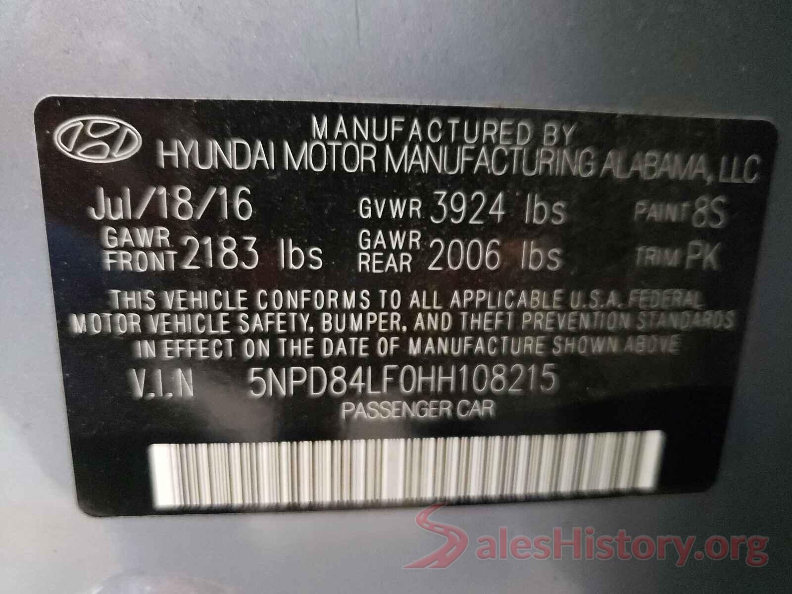 5NPD84LF0HH108215 2017 HYUNDAI ELANTRA