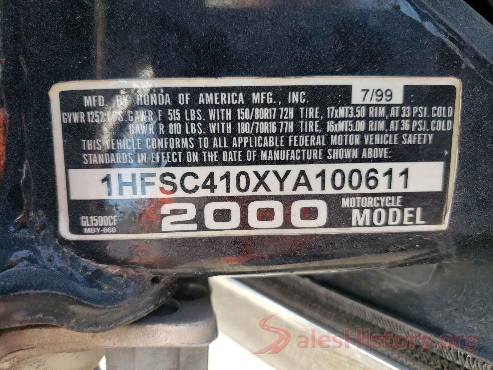 1HFSC410XYA100611 2000 HONDA GL CYCLE