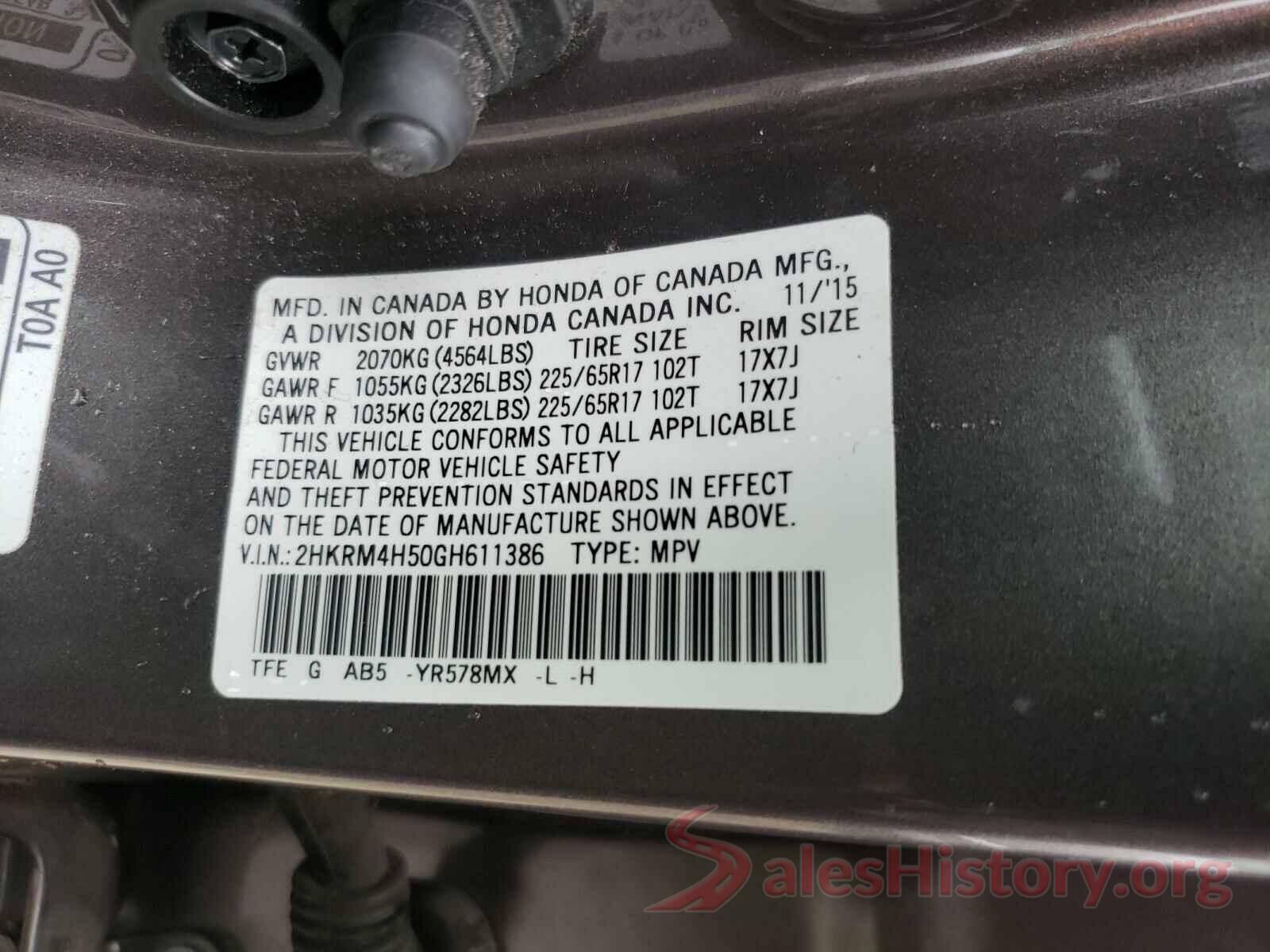 2HKRM4H50GH611386 2016 HONDA CRV