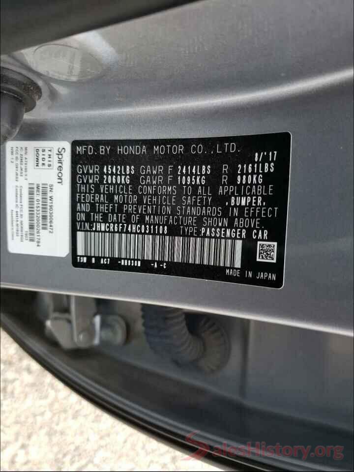 JHMCR6F74HC031108 2017 HONDA ACCORD