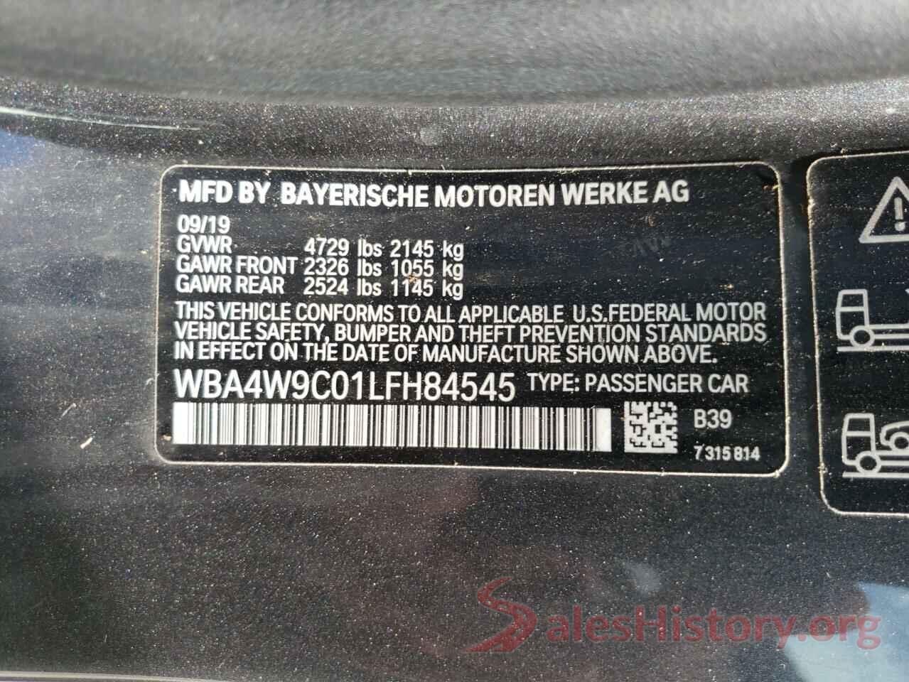 WBA4W9C01LFH84545 2020 BMW 4 SERIES