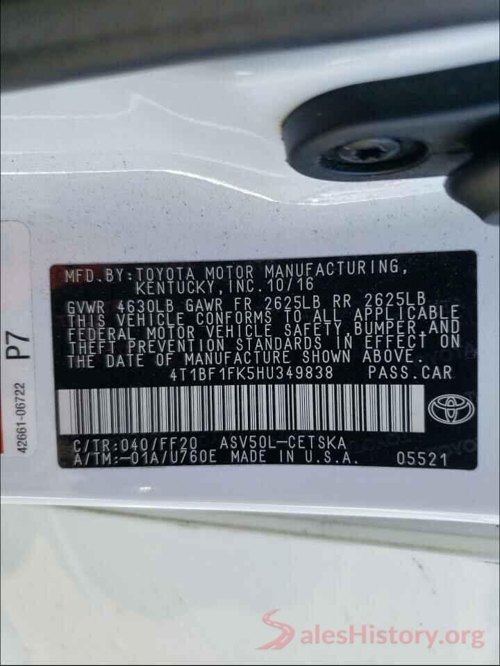 4T1BF1FK5HU349838 2017 TOYOTA CAMRY