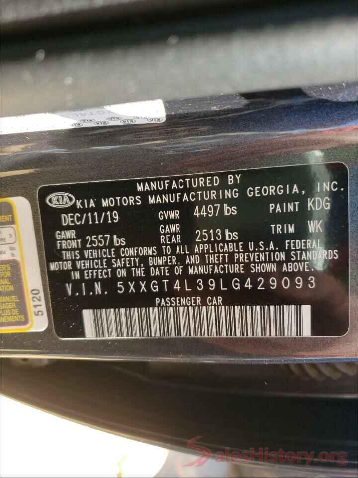 5XXGT4L39LG429093 2020 KIA OPTIMA