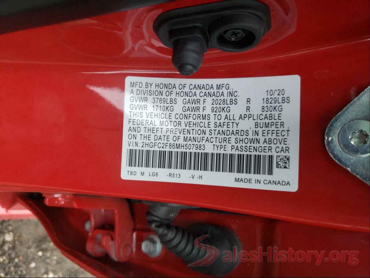 2HGFC2F86MH507983 2021 HONDA CIVIC