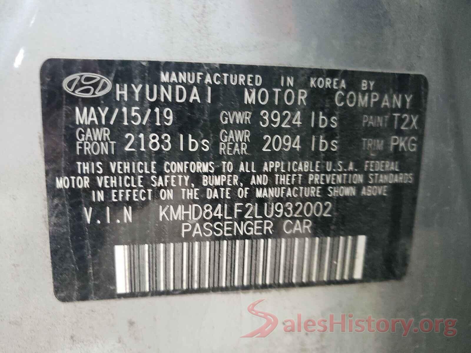 KMHD84LF2LU932002 2020 HYUNDAI ELANTRA