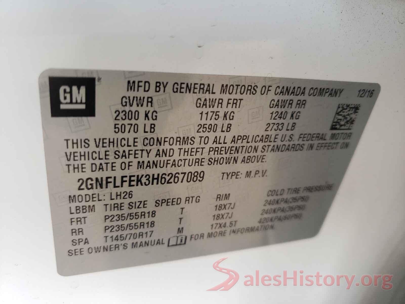 2GNFLFEK3H6267089 2017 CHEVROLET EQUINOX