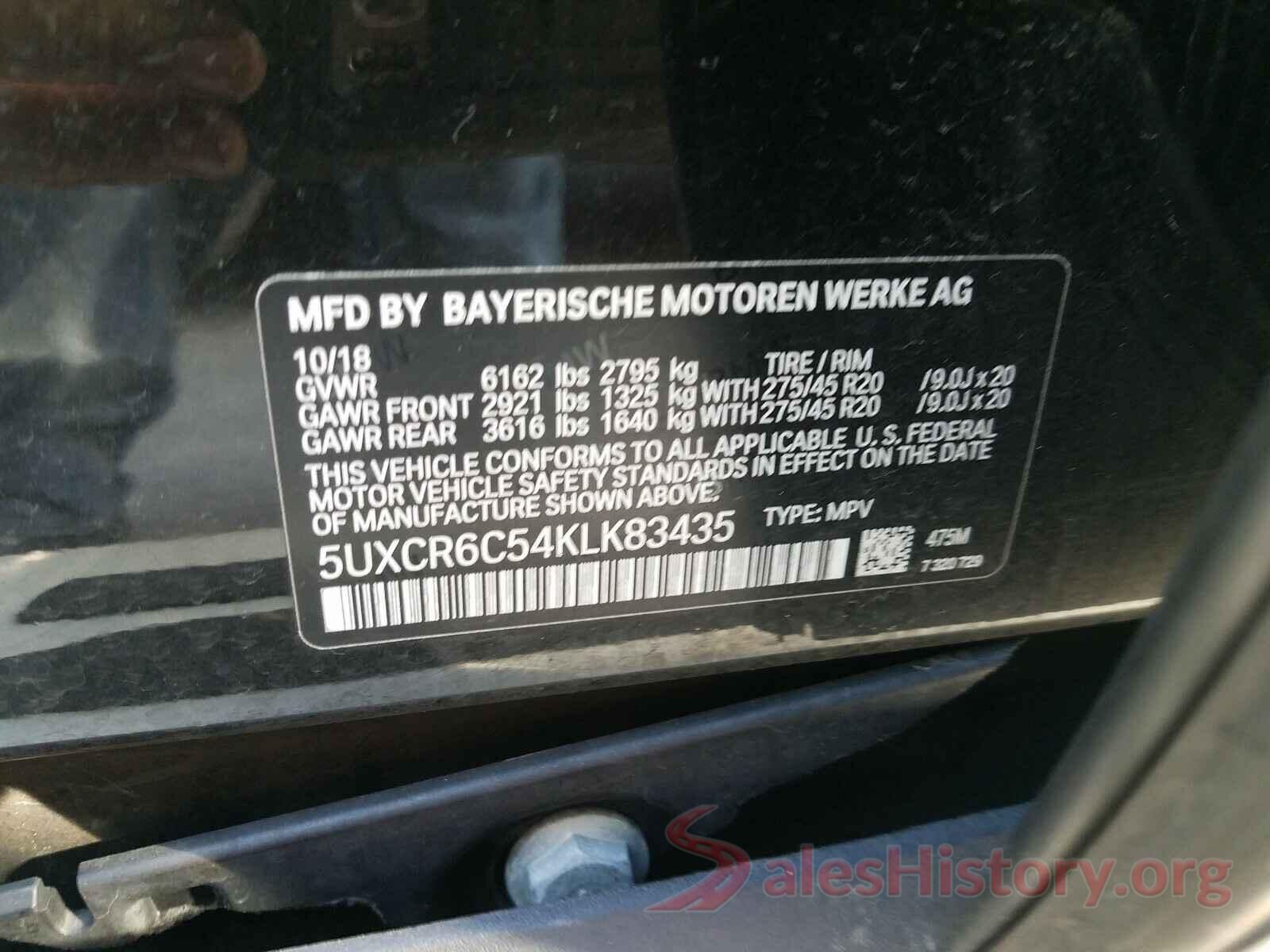 5UXCR6C54KLK83435 2019 BMW X5