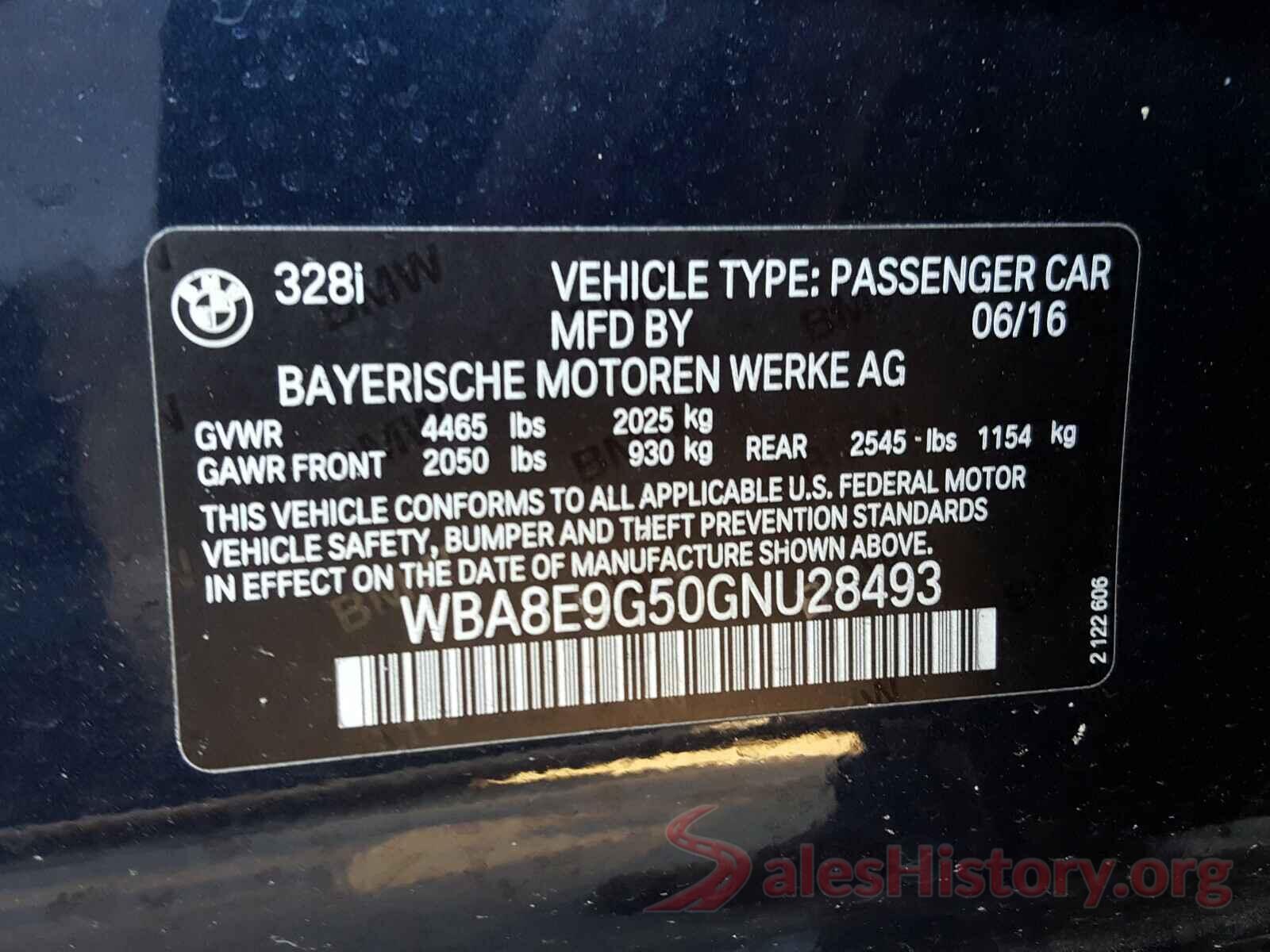 WBA8E9G50GNU28493 2016 BMW 3 SERIES