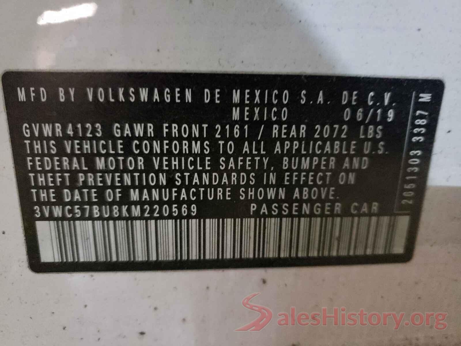 3VWC57BU8KM220569 2019 VOLKSWAGEN JETTA