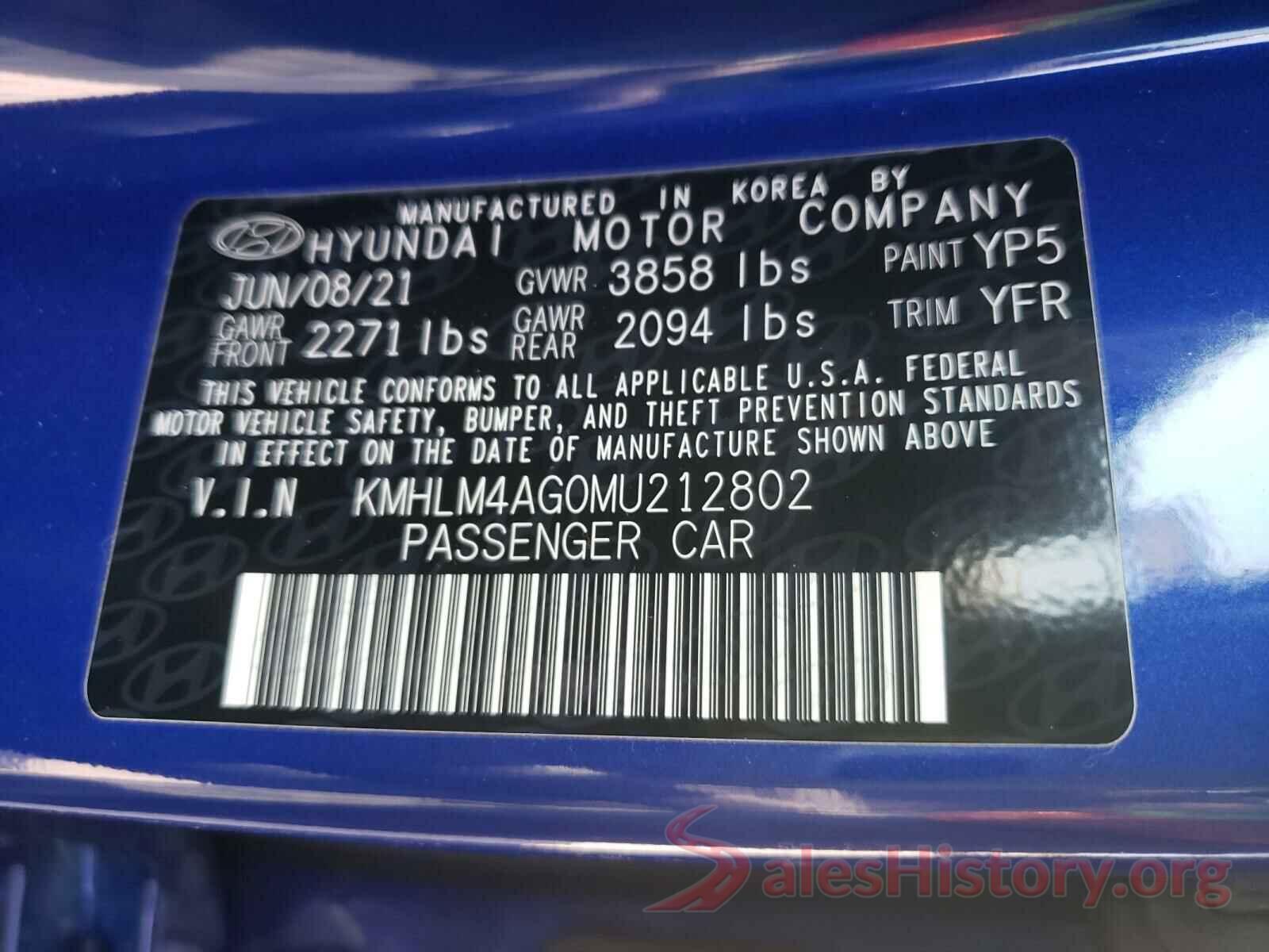 KMHLM4AG0MU212802 2021 HYUNDAI ELANTRA