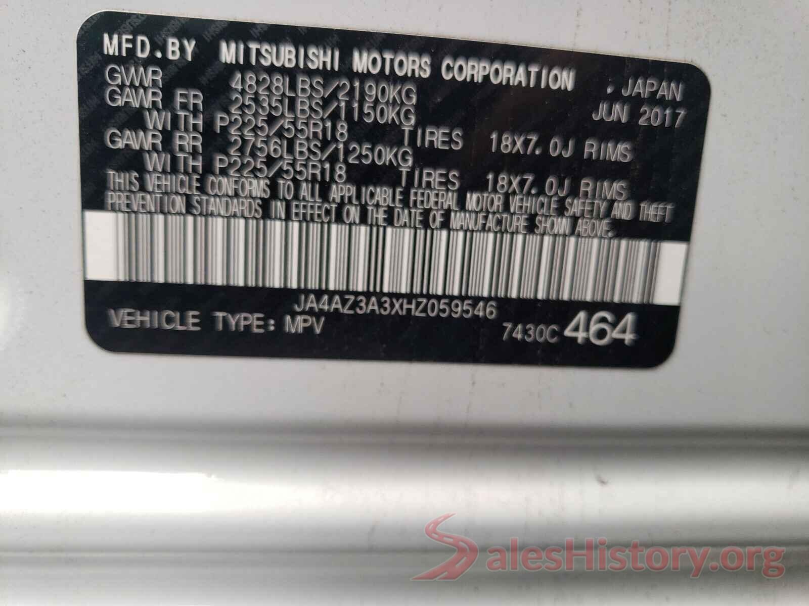 JA4AZ3A3XHZ059546 2017 MITSUBISHI OUTLANDER