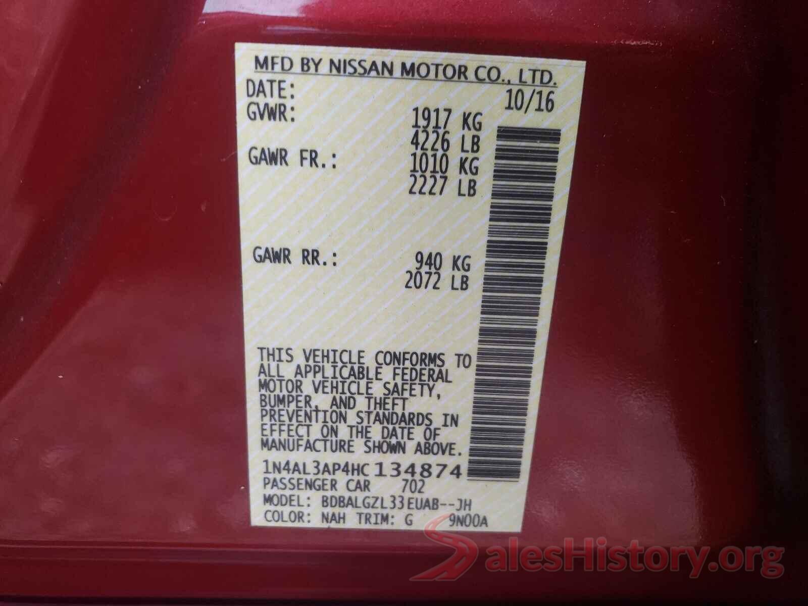 1N4AL3AP4HC134874 2017 NISSAN ALTIMA