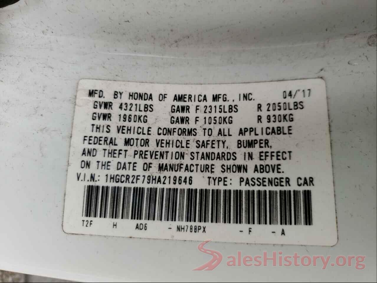 1HGCR2F79HA219646 2017 HONDA ACCORD