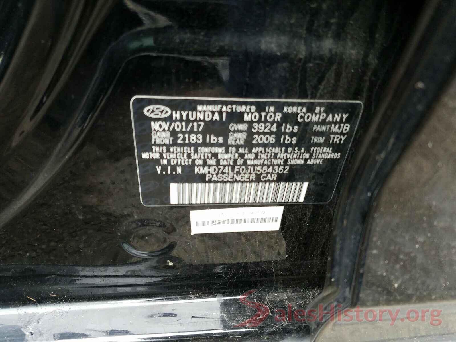 KMHD74LF0JU584362 2018 HYUNDAI ELANTRA