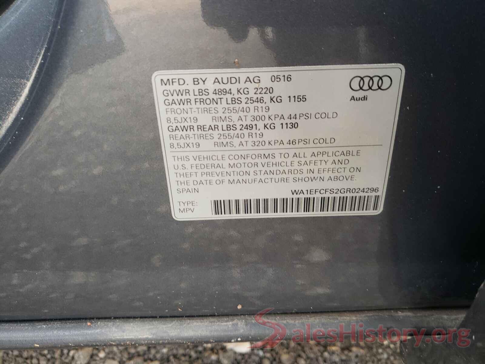 WA1EFCFS2GR024296 2016 AUDI Q3