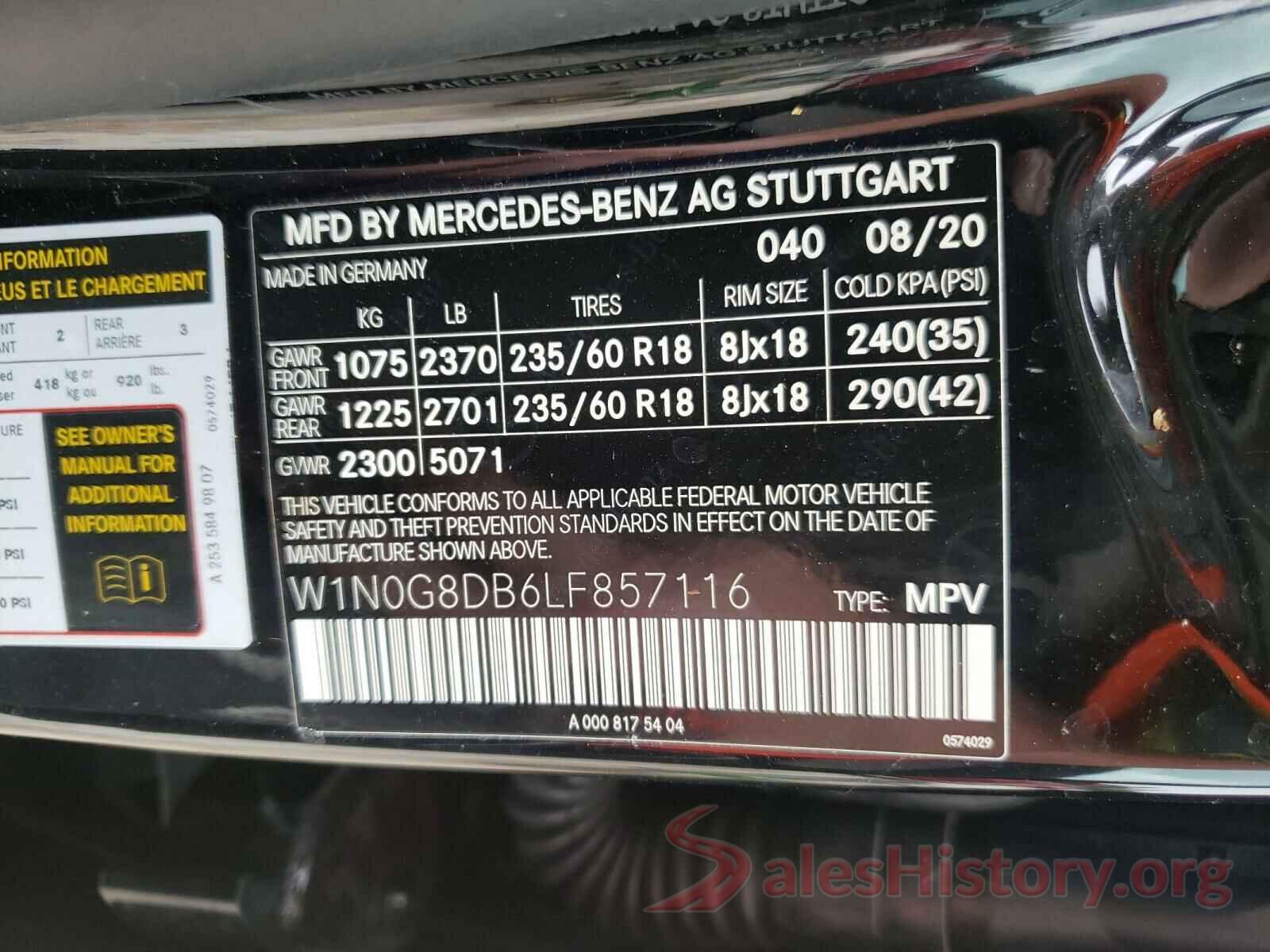 W1N0G8DB6LF857116 2020 MERCEDES-BENZ GLC-CLASS