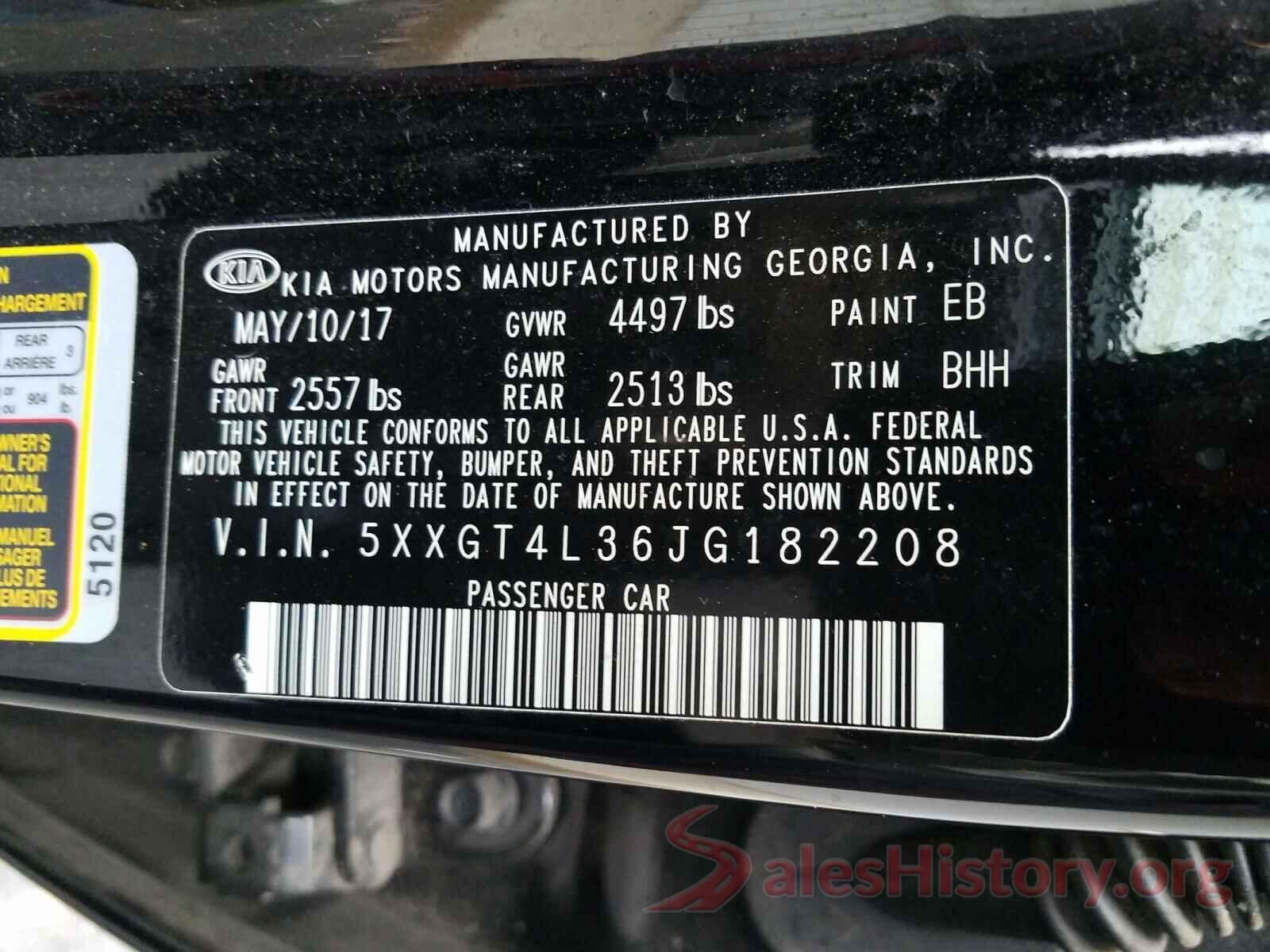 5XXGT4L36JG182208 2018 KIA OPTIMA