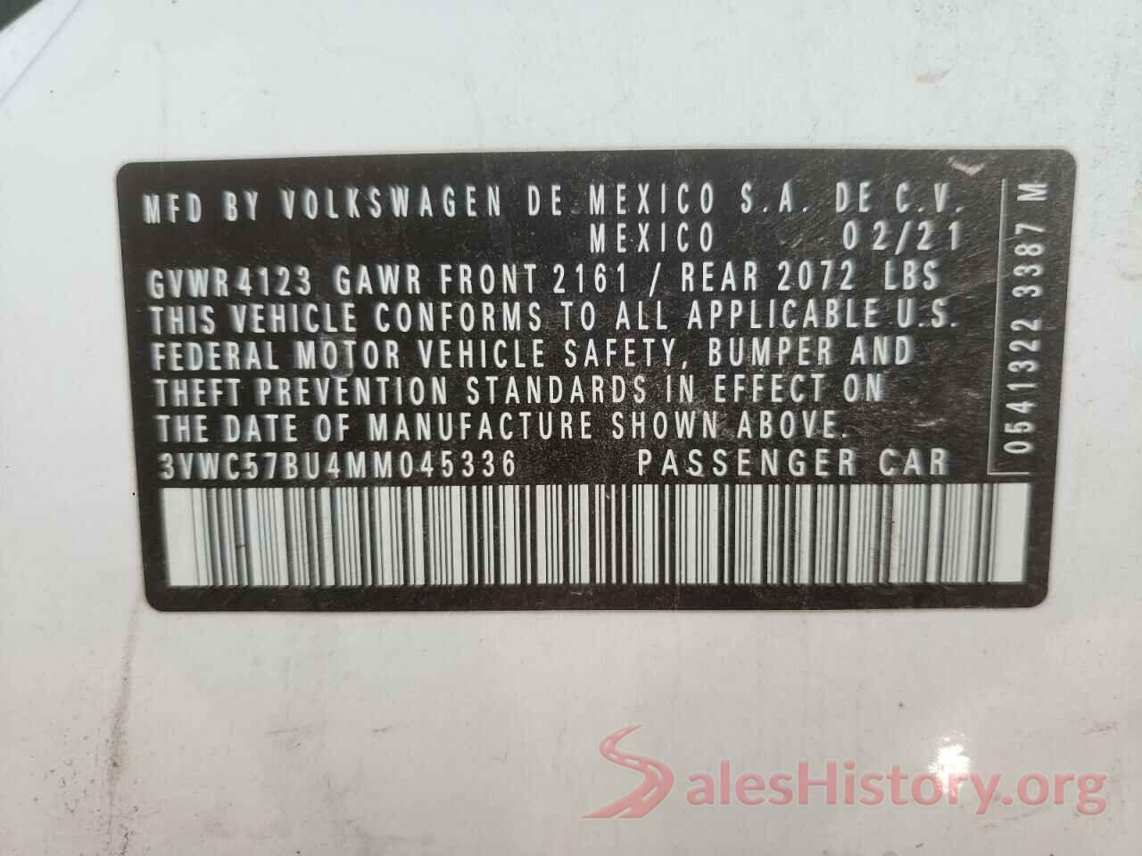 3VWC57BU4MM045336 2021 VOLKSWAGEN JETTA