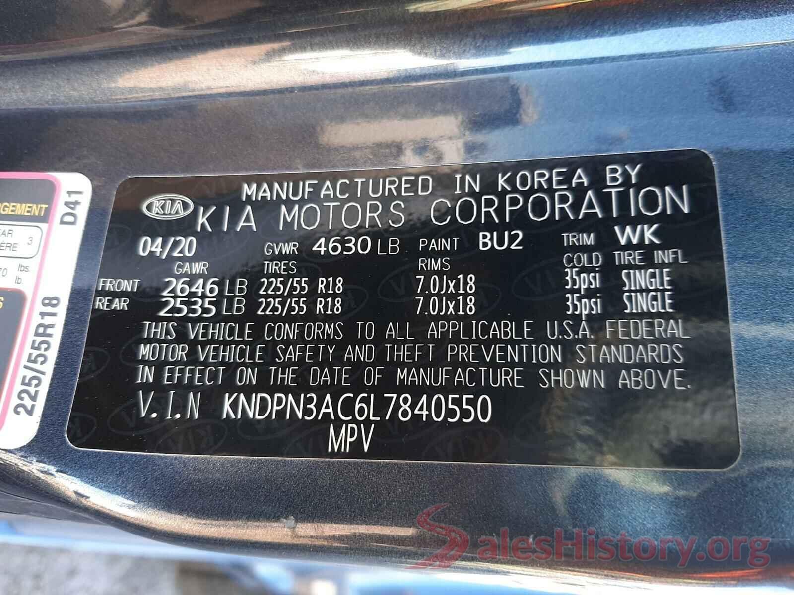 KNDPN3AC6L7840550 2020 KIA SPORTAGE