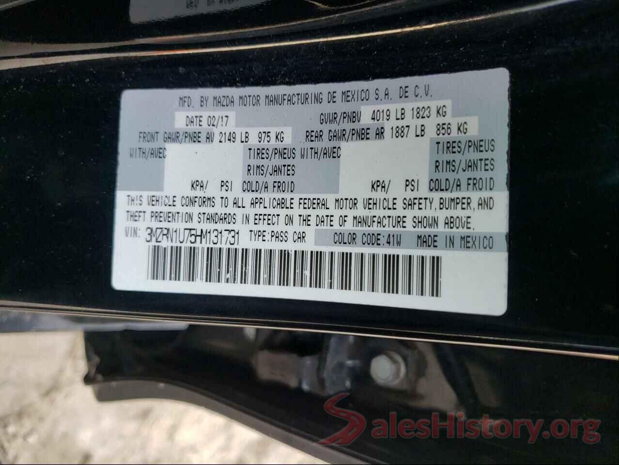 3MZBN1U75HM131731 2017 MAZDA 3