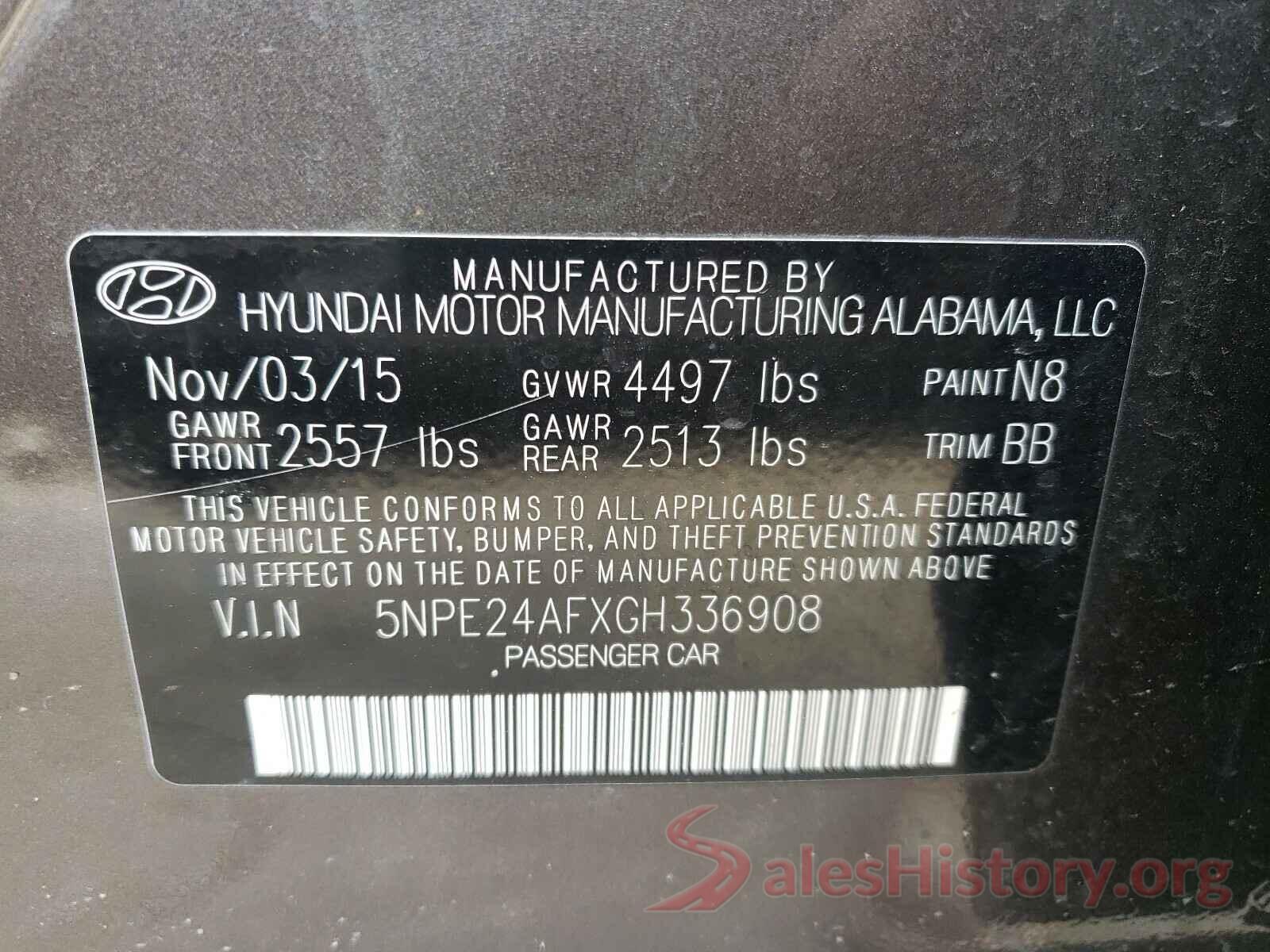 5NPE24AFXGH336908 2016 HYUNDAI SONATA