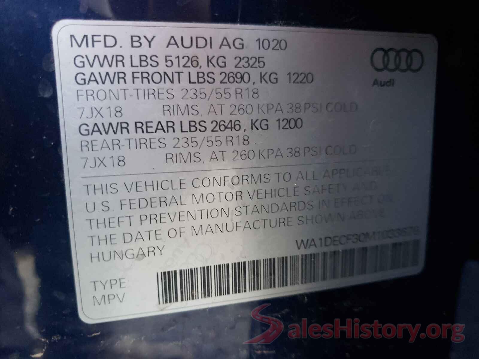 WA1DECF30M1033676 2021 AUDI Q3