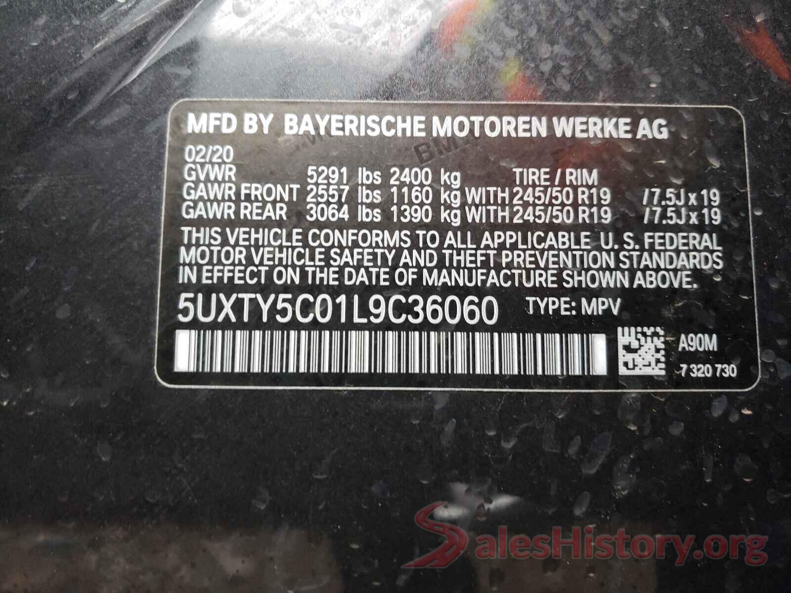 5UXTY5C01L9C36060 2020 BMW X3