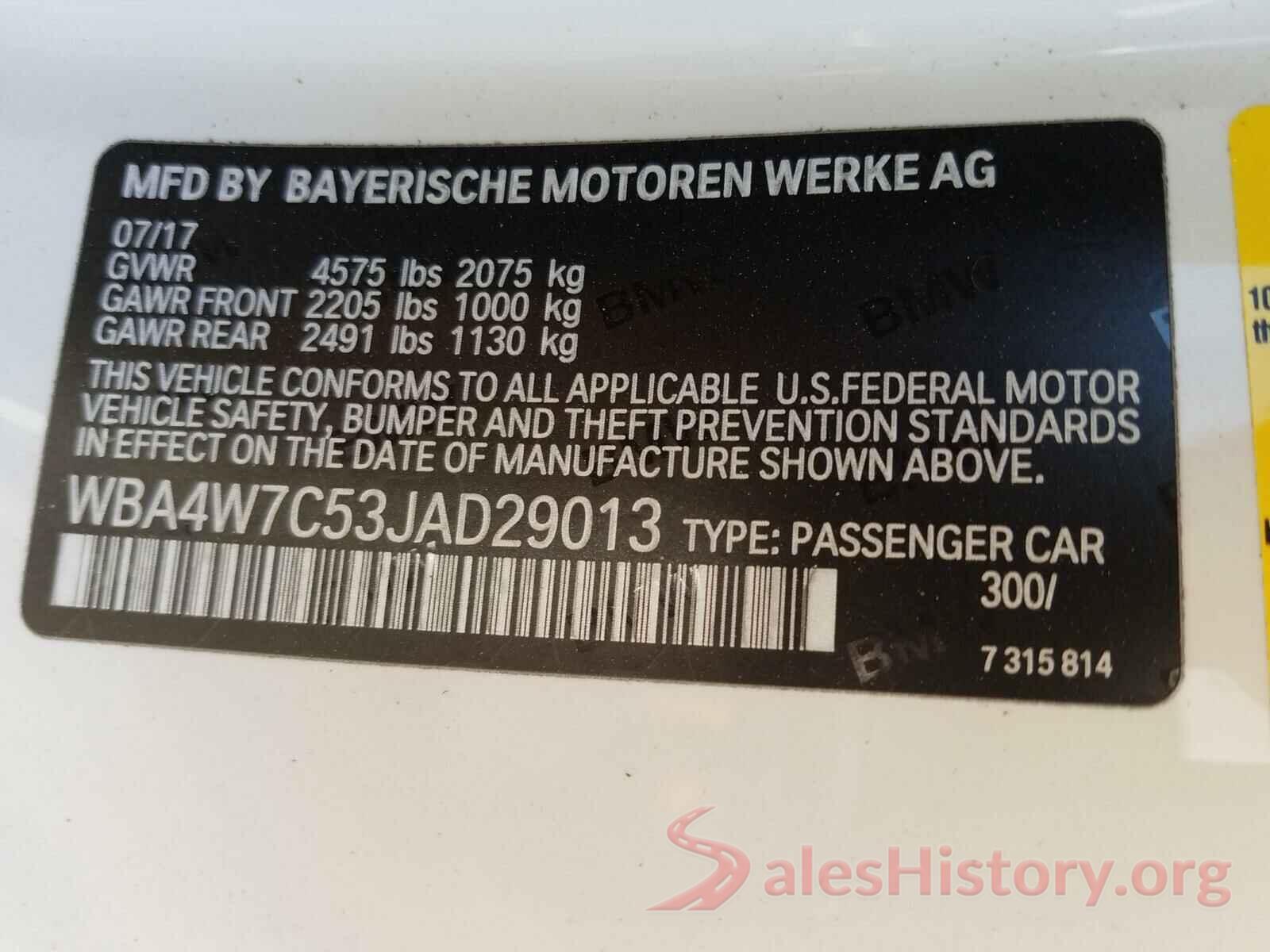 WBA4W7C53JAD29013 2018 BMW 4 SERIES