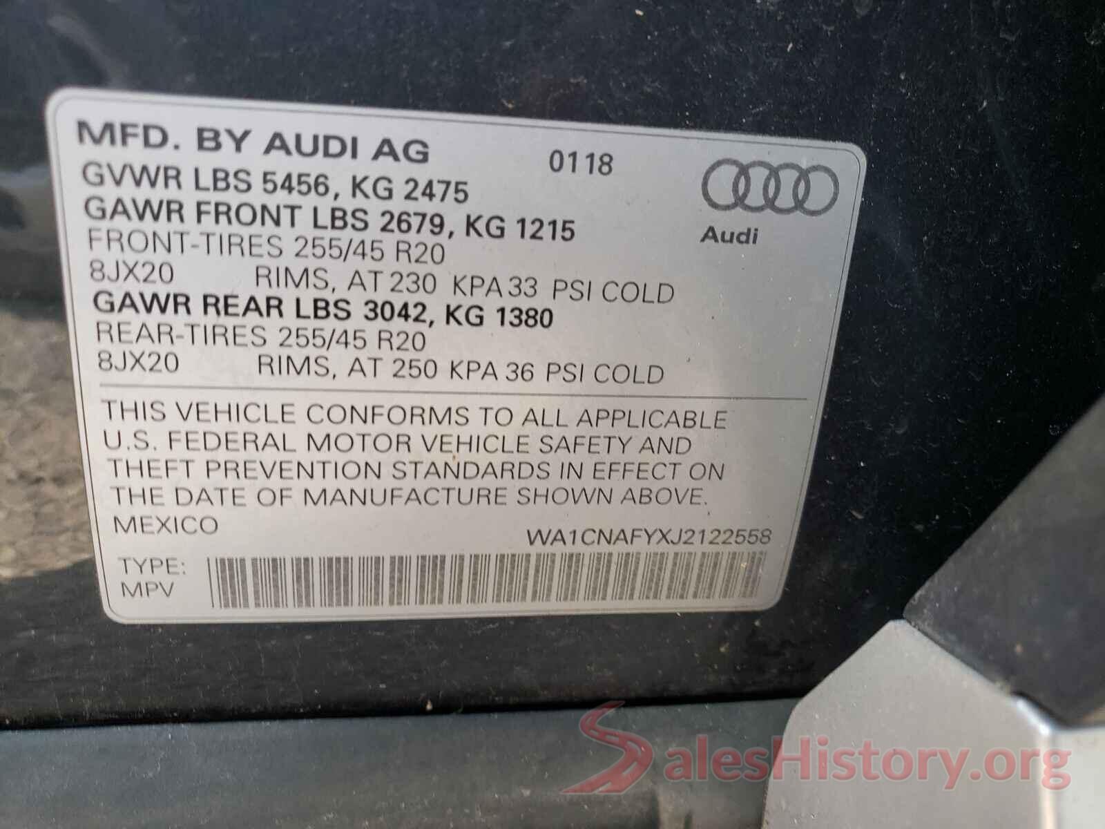 WA1CNAFYXJ2122558 2018 AUDI Q5