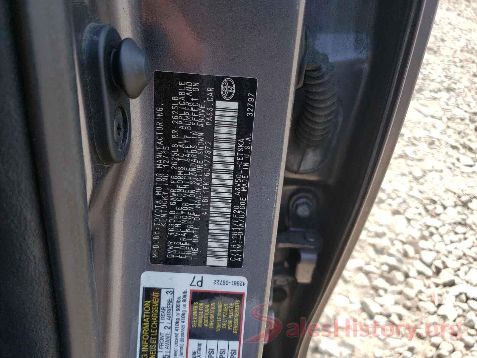 4T1BF1FK1GU177872 2016 TOYOTA CAMRY