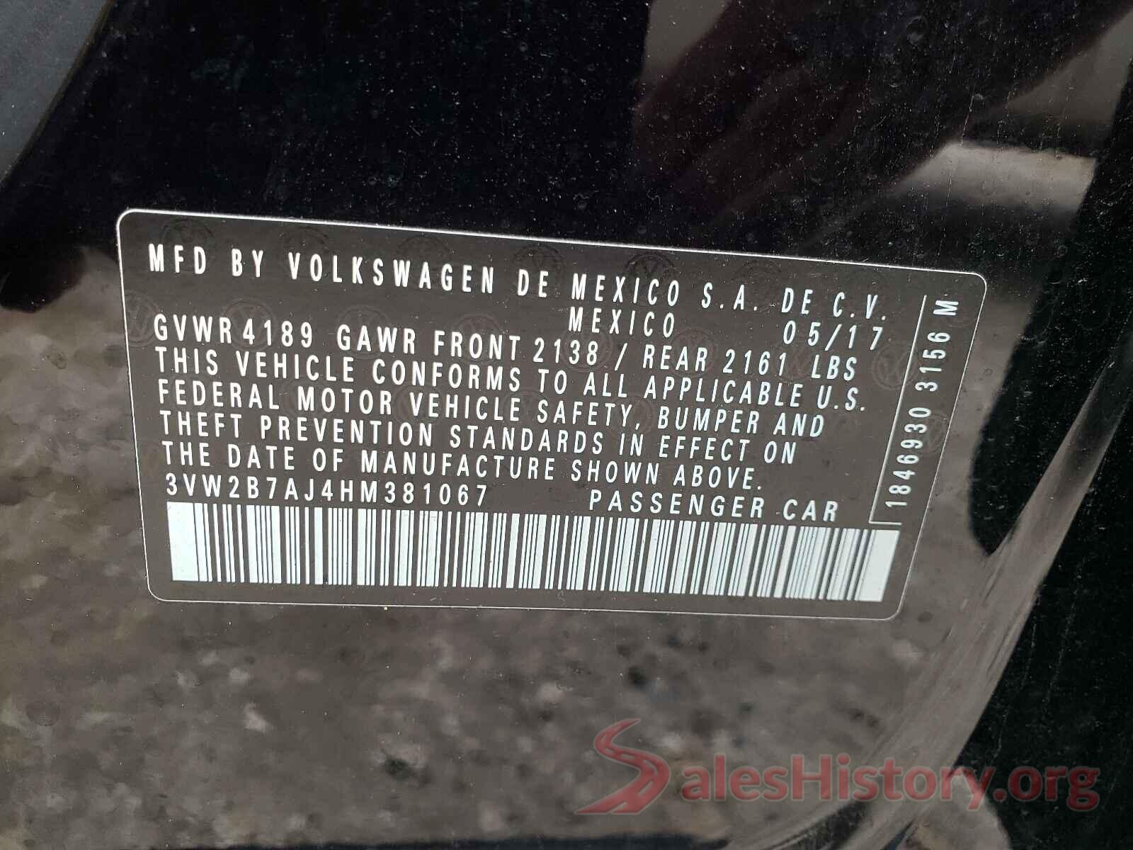 3VW2B7AJ4HM381067 2017 VOLKSWAGEN JETTA