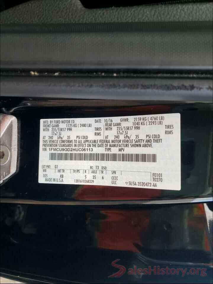 1FMCU9GD2HUC06113 2017 FORD ESCAPE