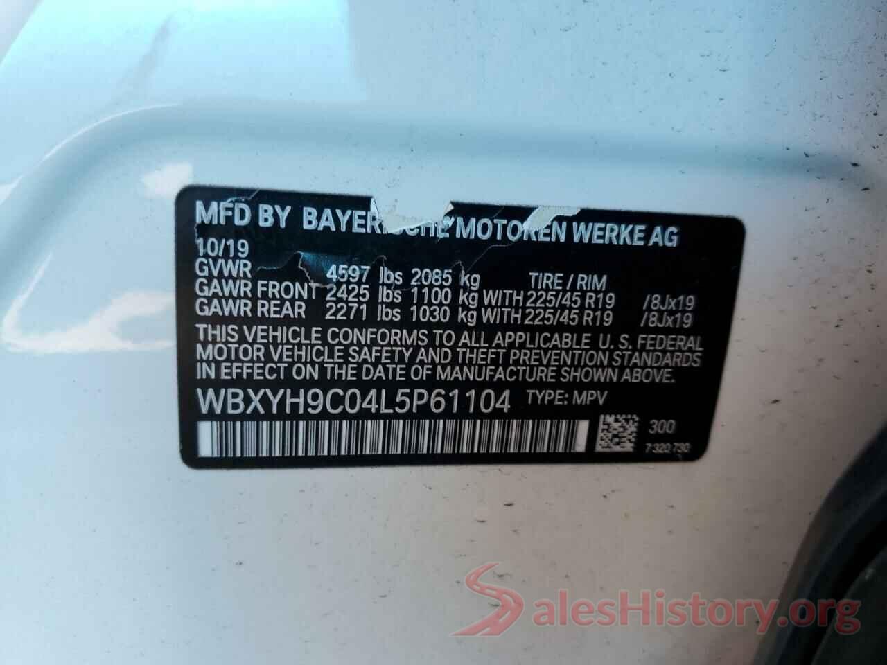 WBXYH9C04L5P61104 2020 BMW X2