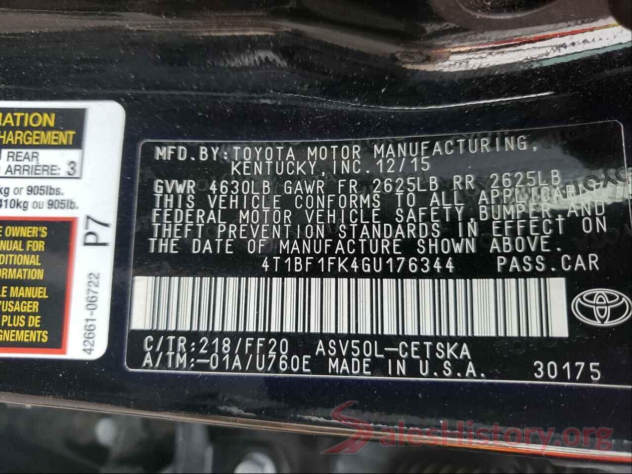 4T1BF1FK4GU176344 2016 TOYOTA CAMRY