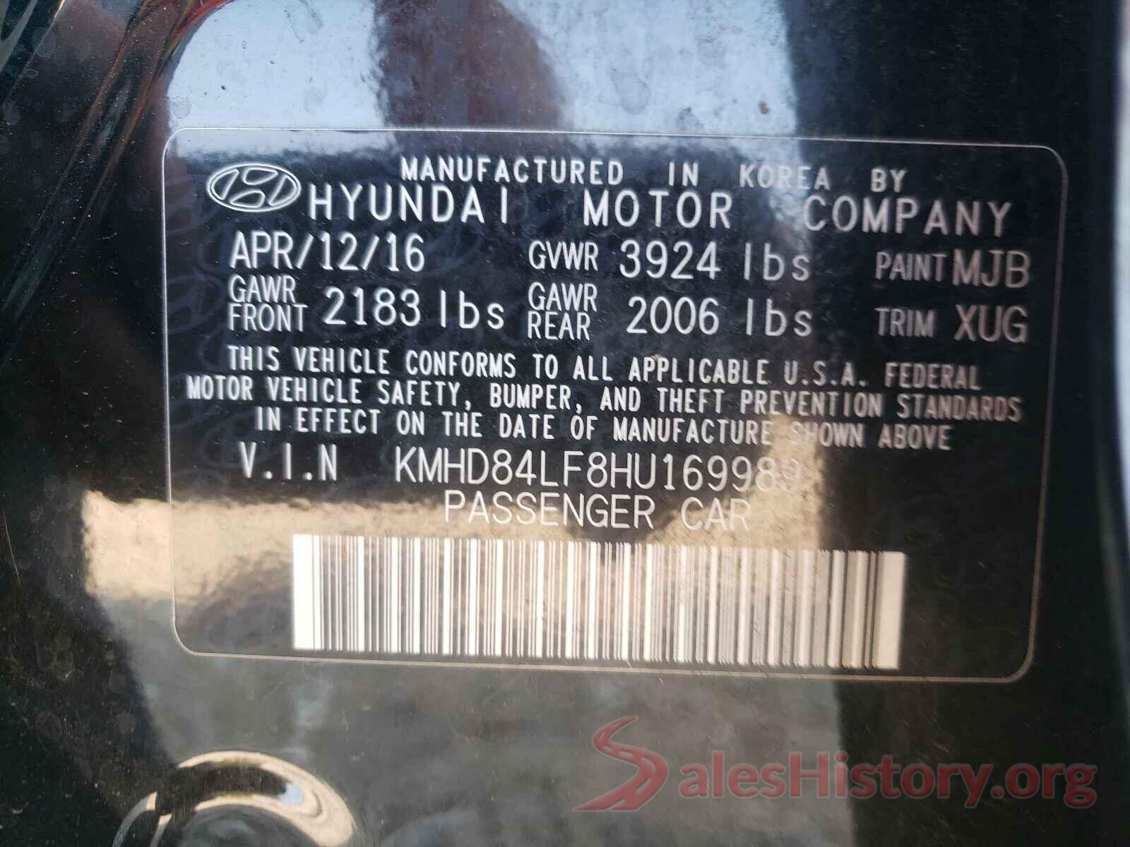 KMHD84LF8HU169989 2017 HYUNDAI ELANTRA