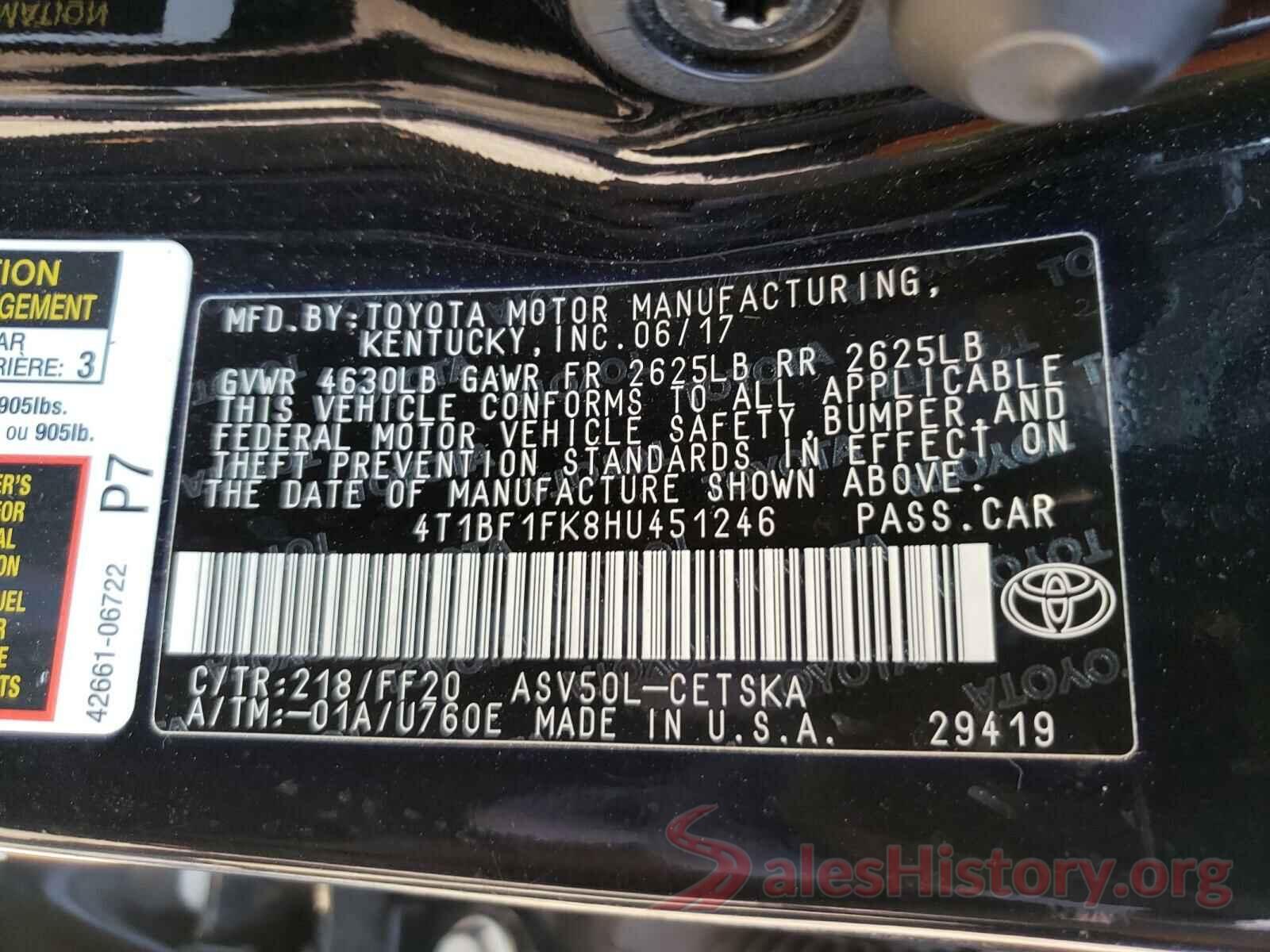 4T1BF1FK8HU451246 2017 TOYOTA CAMRY