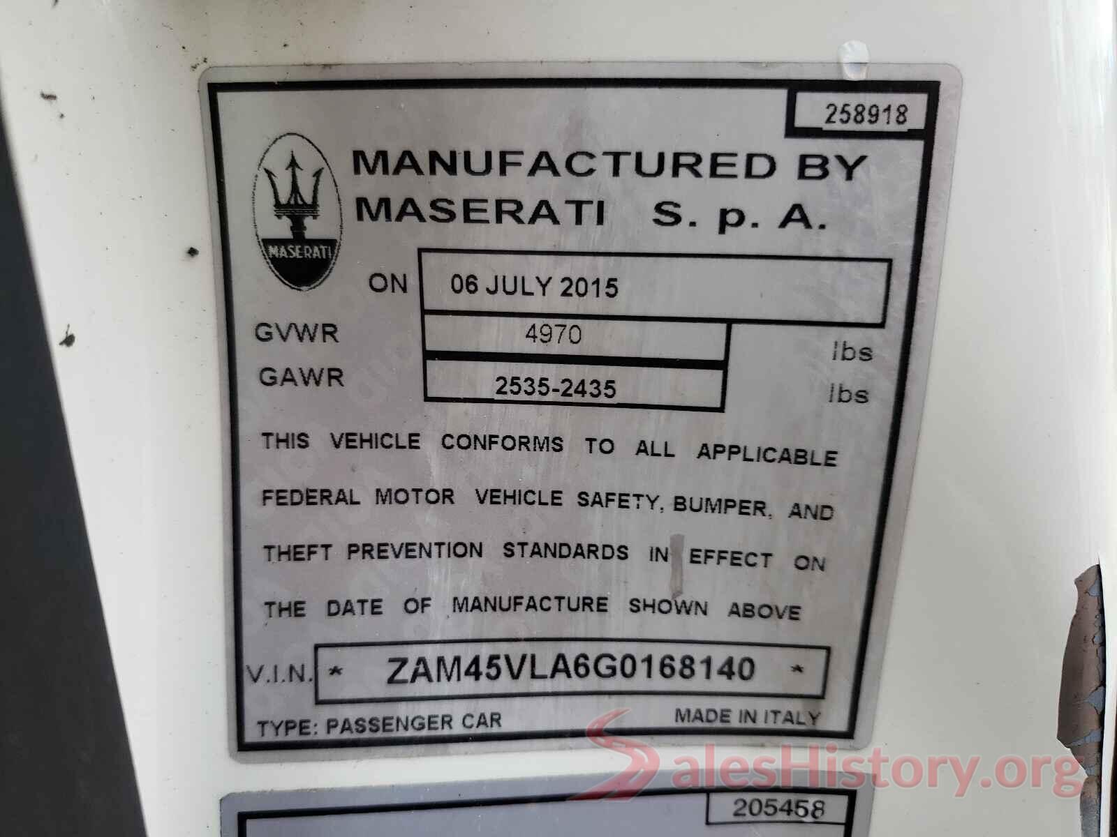 ZAM45VLA6G0168140 2016 MASERATI ALL MODELS