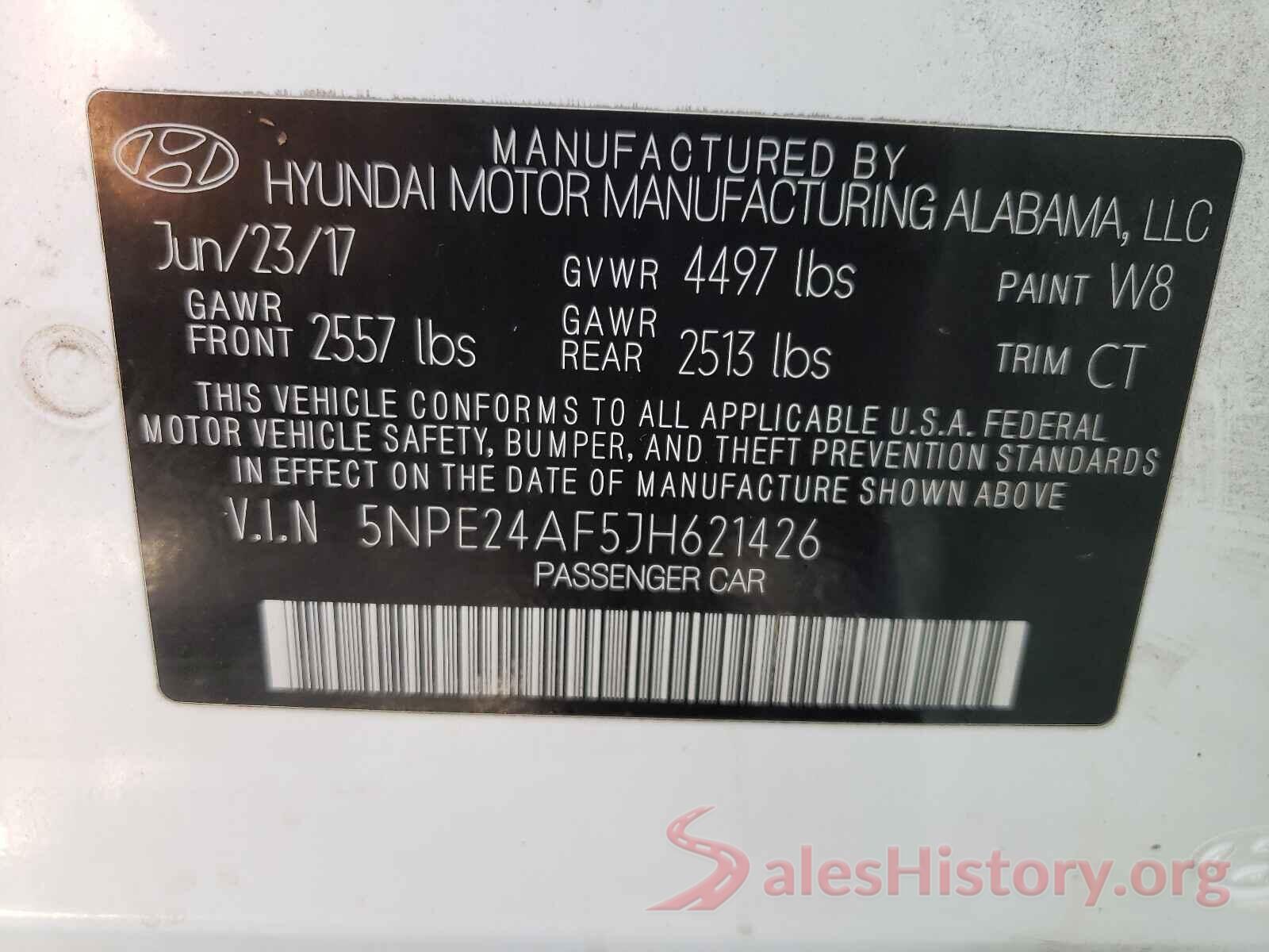 5NPE24AF5JH621426 2018 HYUNDAI SONATA