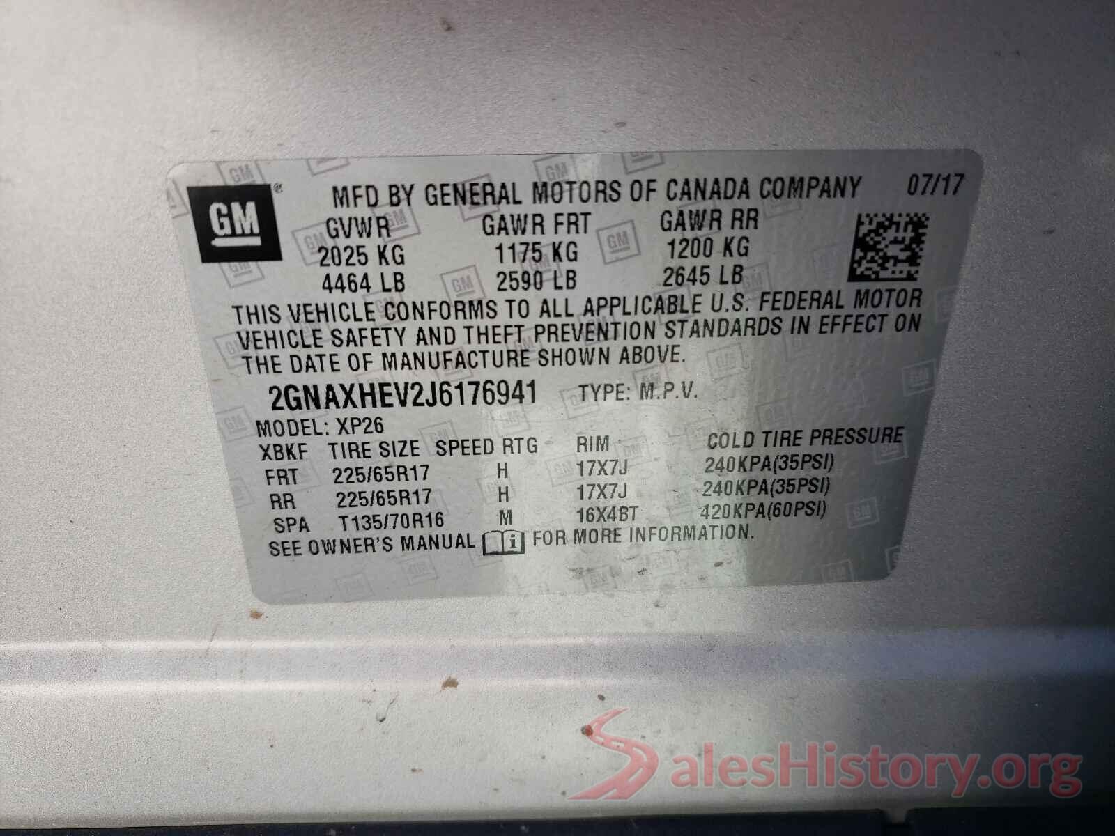 2GNAXHEV2J6176941 2018 CHEVROLET EQUINOX