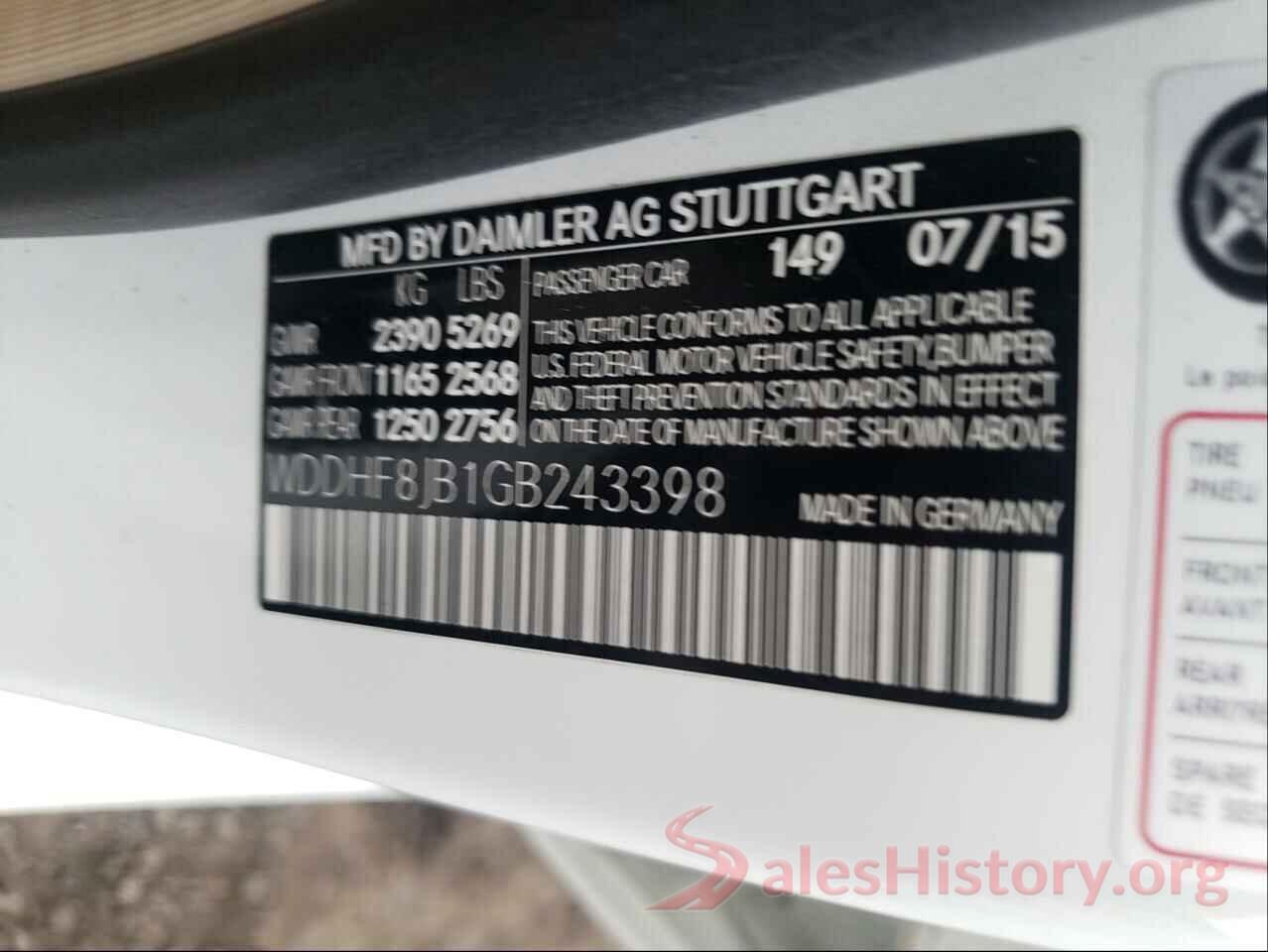 WDDHF8JB1GB243398 2016 MERCEDES-BENZ E-CLASS