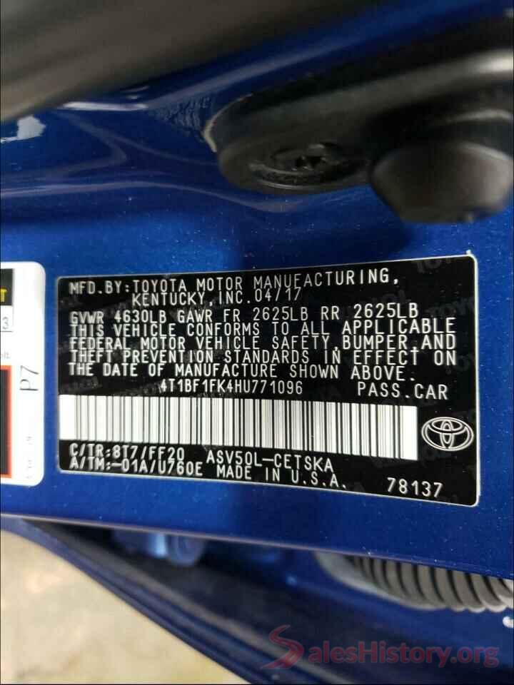 4T1BF1FK4HU771096 2017 TOYOTA CAMRY